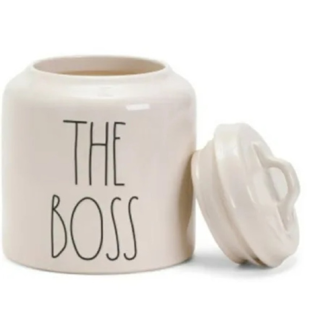 Rae Dunn 'The Boss' White Ceramic Lidded Canister